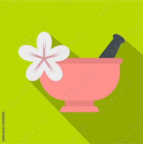 "Mortar and pestle icon. Flat illustration of mortar and pestl vector
