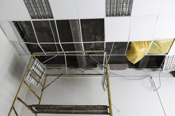 destroyed suspended ceiling