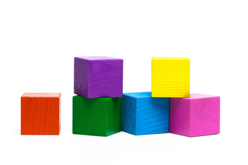 colored children cubes on  white isolated background