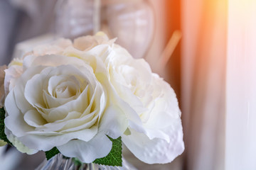 Beautiful spring flowers in a glass vase