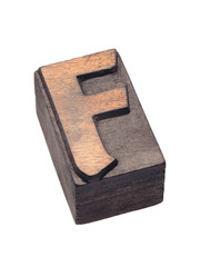 wooden letterpress F block