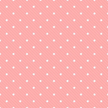 Seamless polka dot with diagonal lines pattern vector