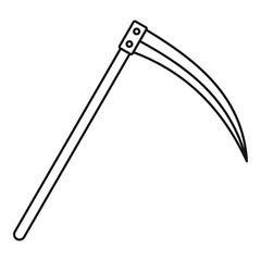 Scythe icon. Outline illustration of scythe vector icon for web