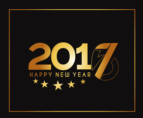Fototapeta na wymiar Happy new year 2017 golden frame design