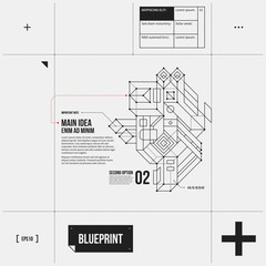 Obraz premium Vector background in draft style with abstract object scheme. EPS10