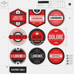 Set of 9 different labels/badges in draft style. EPS10 - 126923002