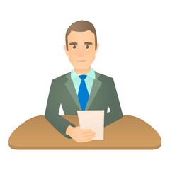 Man presenter icon. Cartoon illustration of man presenter vector icon for web