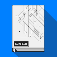 Book cover/poster template with abstract geometric shapes.