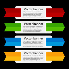 4 colorful banners with cute tags. Useful for web design or advertising.