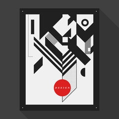 Poster/cover design template with abstract geometric elements. Style of modern graffiti.