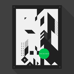 Fototapeta na wymiar Poster/cover design template with abstract geometric elements. Style of modern graffiti.