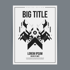 Poster design template with abstract geometric element. Useful for book and magazine covers and advertizing.