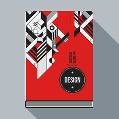 Book cover design template with abstract geometric elements. Style of modern art and graffiti.