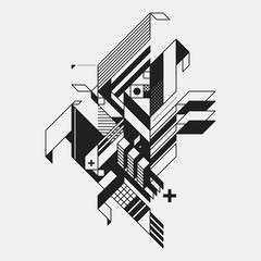 Abstract geometric element in futuristic style isolated on white background. Useful for prints and posters.