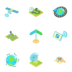 Navigation icons set. Cartoon illustration of 9 navigation vector icons for web