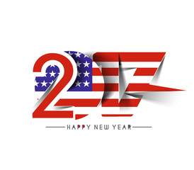 Happy new year 2017 with U.S.A Flag Pattern