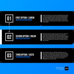Modern corporate graphic design template with black elements on blue background. Useful for advertising, marketing and web design.