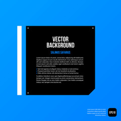 Modern corporate graphic design template with black elements on blue background. Useful for advertising, marketing and web design.