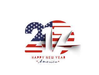 Happy new year 2017 with U.S.A Flag Pattern Text