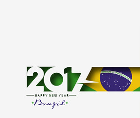 Happy new year 2017 with Brazil Flag Pattern Text