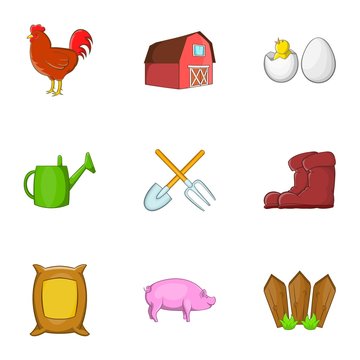 Ranch icons set. Cartoon illustration of 9 ranch vector icons for web
