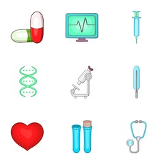 Medicine icons set. Cartoon illustration of 9 Medicine vector icons for web