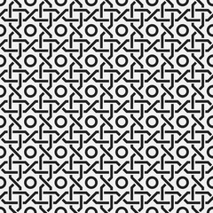 Monochrome seamless pattern with geometric elements. Useful for web background, textile, wrapping.
