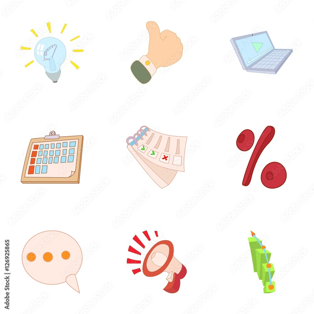 Poster information data icons set. cartoon illustration of 9 information data vector icons for web