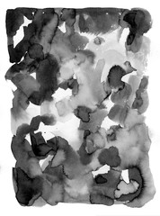 Abstract black and white ink painting on paper texture. Artistic illustration