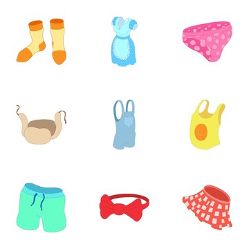 Underwear icons set. Cartoon illustration of 9 underwear vector icons for web