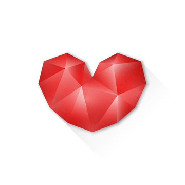 vectors abstract polygon heart isolated design red