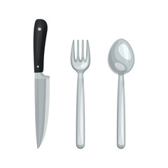 Vector cartoon set of fork, knife and spoon isolated on a white background