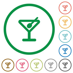 Cocktail flat icons with outlines