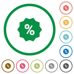 Discount flat icons with outlines