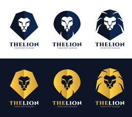 Dark blue and gold Lion logo vector design