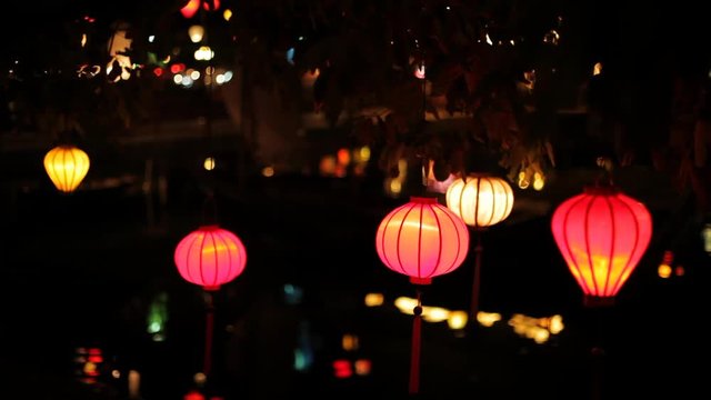 WS LD Lanterns Reflecting in Water / Hoi An, Vietnam