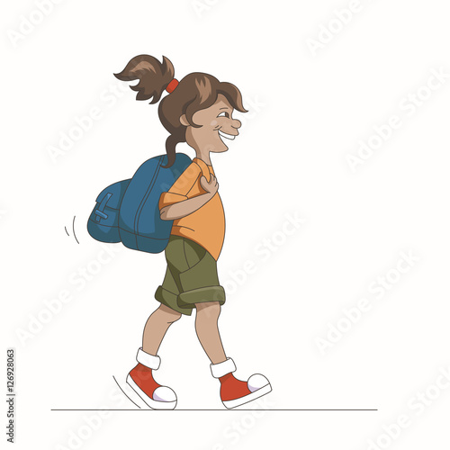 "Girl With Backpack" Stock image and royaltyfree vector files on