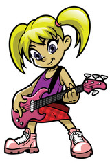 little rocker girl playing electric bass