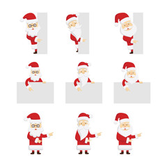 Santa Claus template set. Isolated Santa with template space for text, decoration and others.