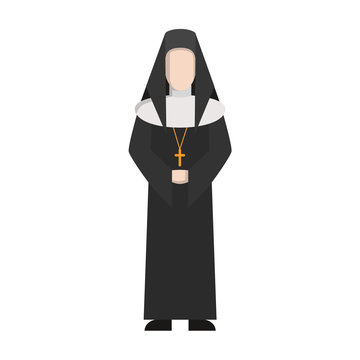 Isolated catholic priest standing on white background