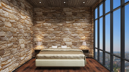 Fototapeta na wymiar The modern design of the bedrooms. 3d rendering
