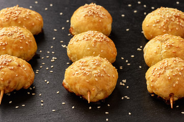 Puff pastries with meat (samosa) - traditional uzbek and indian pasrty. 