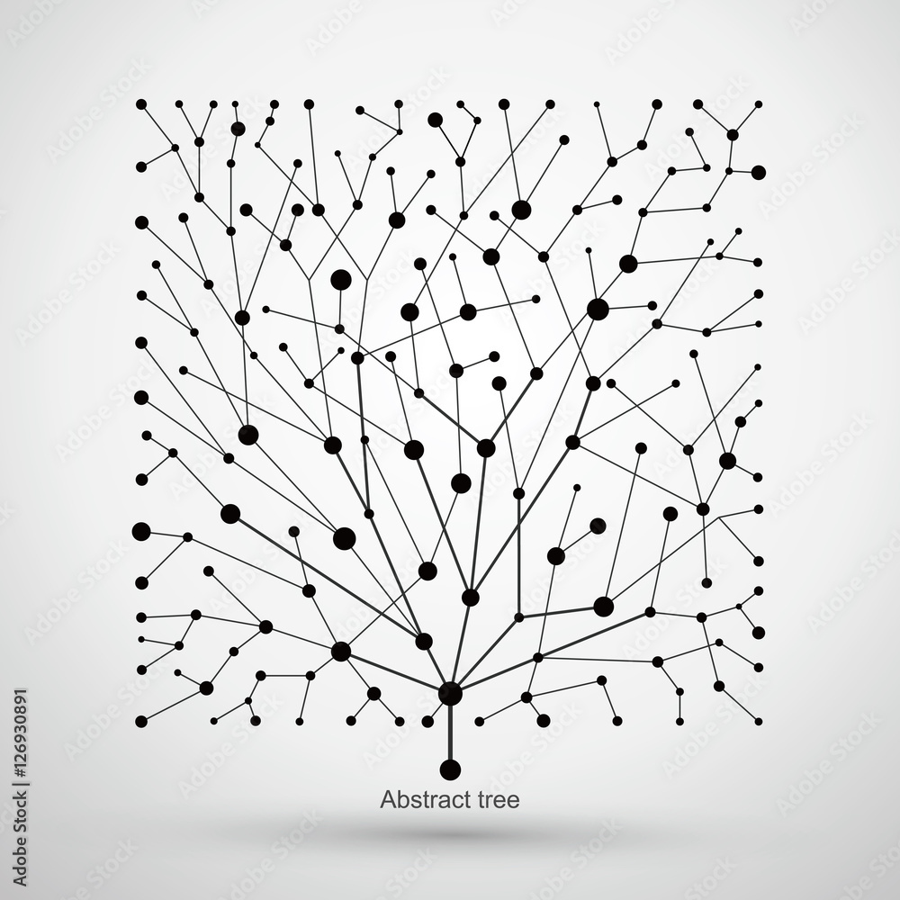 Poster of points and lines of trees, abstract graphics.