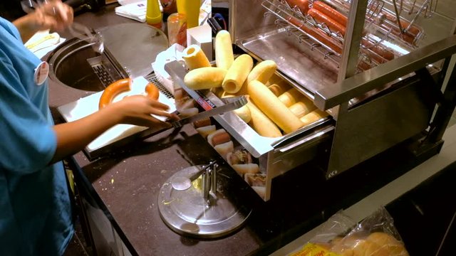 preparation of hot dogs