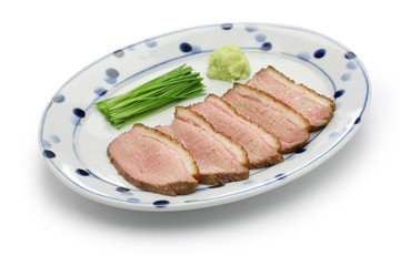 kamo rosu, seared duck breast steamed, japanese cuisine