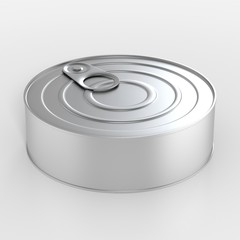 Metal food container mock up. Isolated. 3d illustration