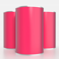 Metal food container mock up. Isolated. 3d illustration