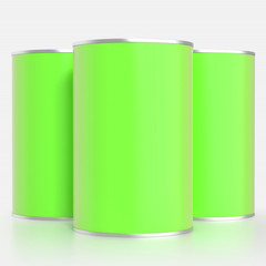 Metal food container mock up. Isolated. 3d illustration