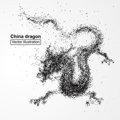 Fototapeta na wymiar Chinese dragon composed of particles, vector illustration composition.