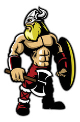 standing muscle body of viking warrior